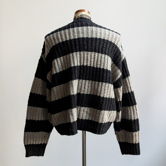 Vintage Striped Chunky Knit Sweater Slouchy Oversize Grandpa Cosby Sweater Large - Picture 4 of 8